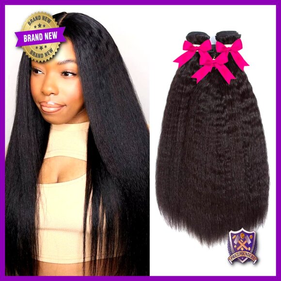 26 28 30 Inch Kinky Straight Human Hair Bundles 3pcs Virgin Hair main image 5